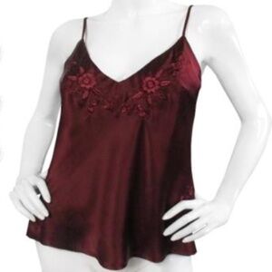 Gold Hawk Burgundy Embroidered Silk Cami *NWT*.  Small